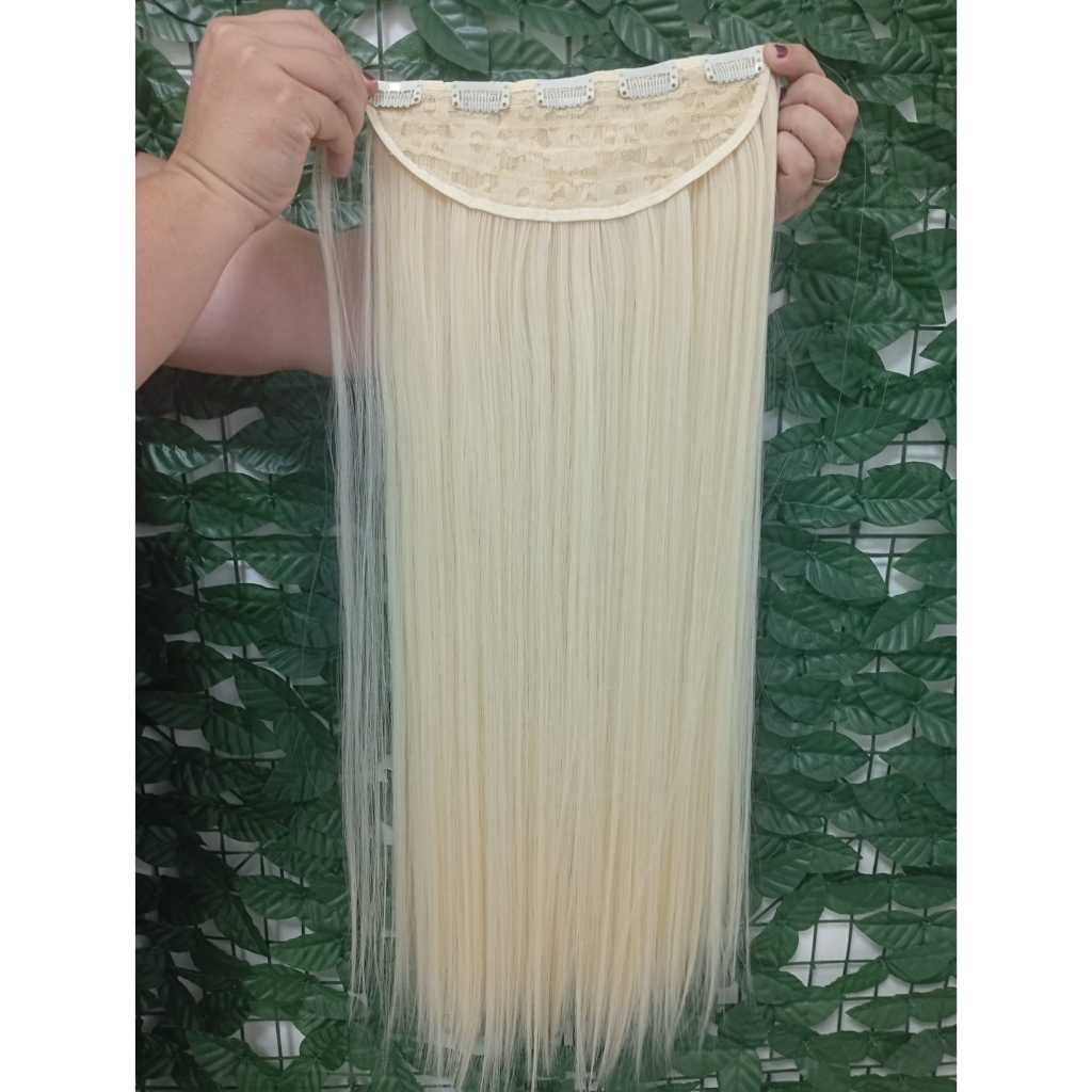 Cabelo Tic Tac Liso Loiro Claríssimo Liso Aplique Igual Humano 70cm 150g Premium