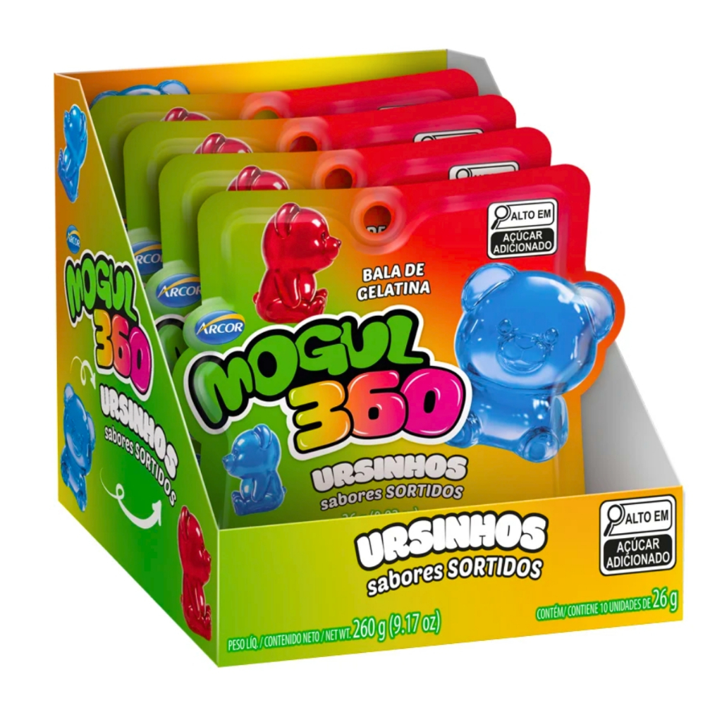 Mogul 360 Ursinhos Balas De Gelatina Sabores Sortidos 260g C/10 Unidades de 26g Cada Arcor