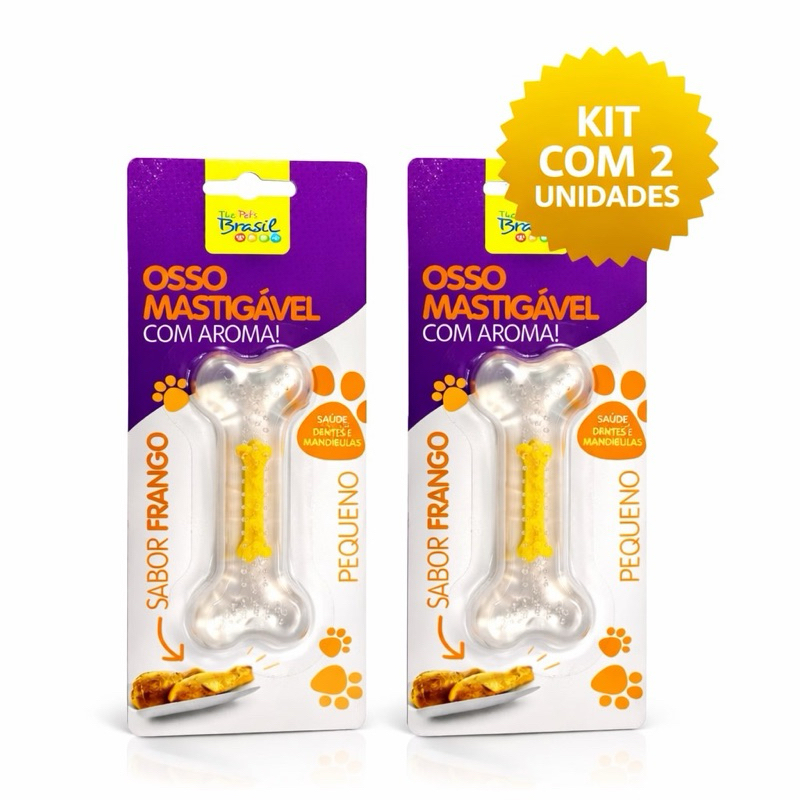 Osso Mordedor para Cachorro Silicone Sabor Frango Anti Estresse Pet Resistente