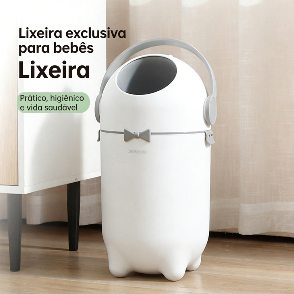 Lixeira Antiodor Fraldas Bebê 16,5x11,5x12cm, plástico resistente, banheiro cozinha quarto