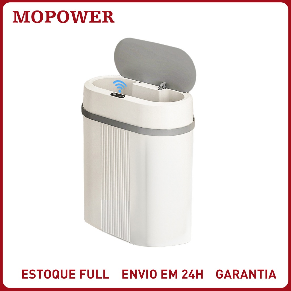 Lixeira Automática 12L com Sensor Inteligente – Abertura Sem Toque, Design Moderno para Cozinha, Banheiro e Escritório