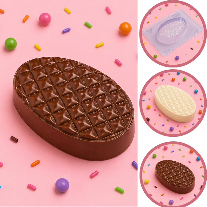 1~5 Forma silicone ovo achatado metalasse 3 partes Porto P1055 (CHOCO)