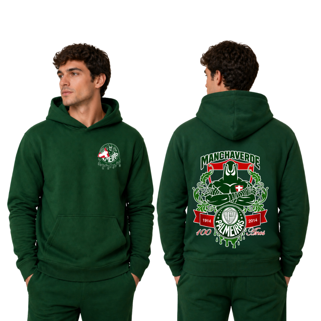 Moletom Verde,  Torcida Mancha Verde, Palmeiras  Algodão Streetwear Esporte Com Capuz Adulto Unissex