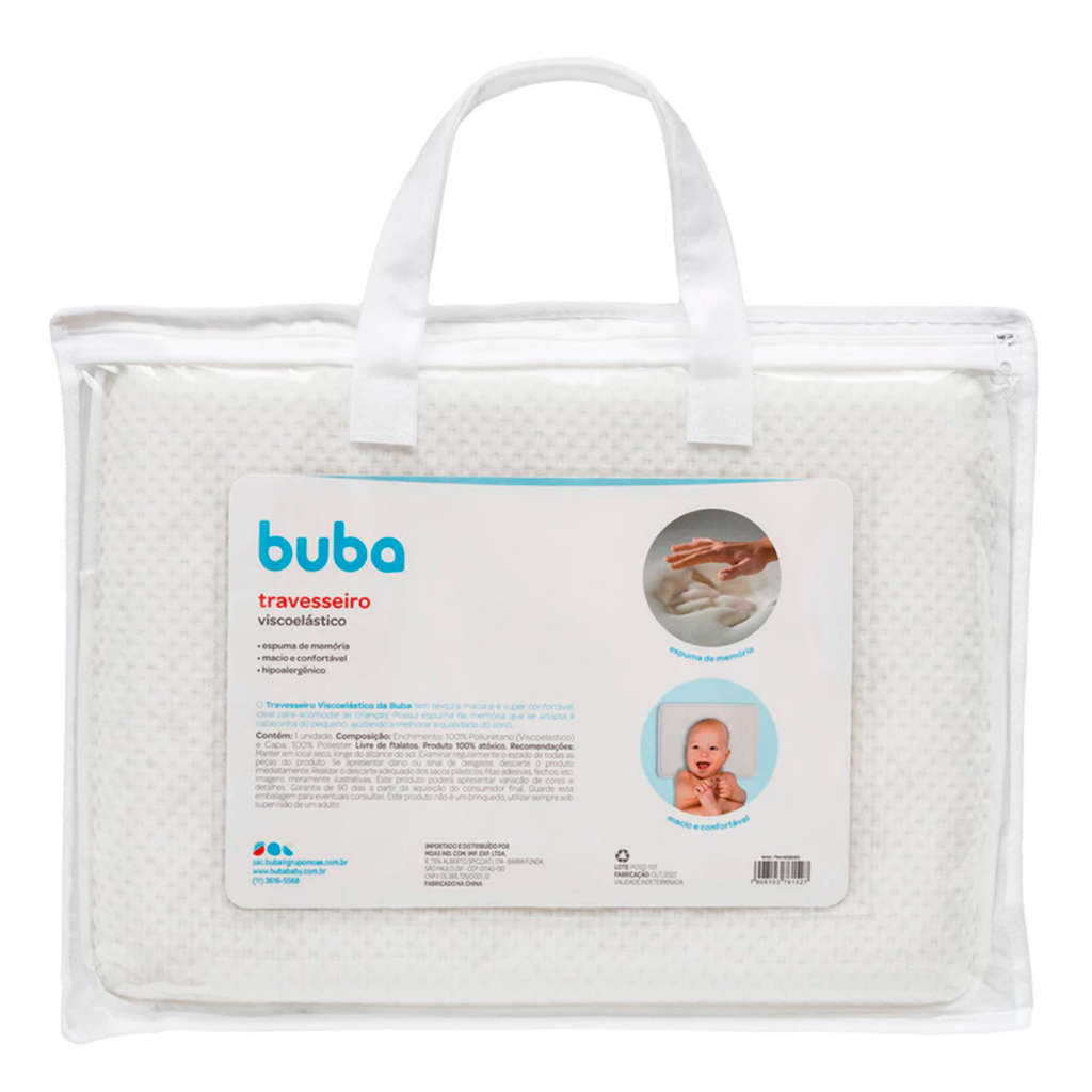Travesseiro Viscoelástico Branco com Capa Buba