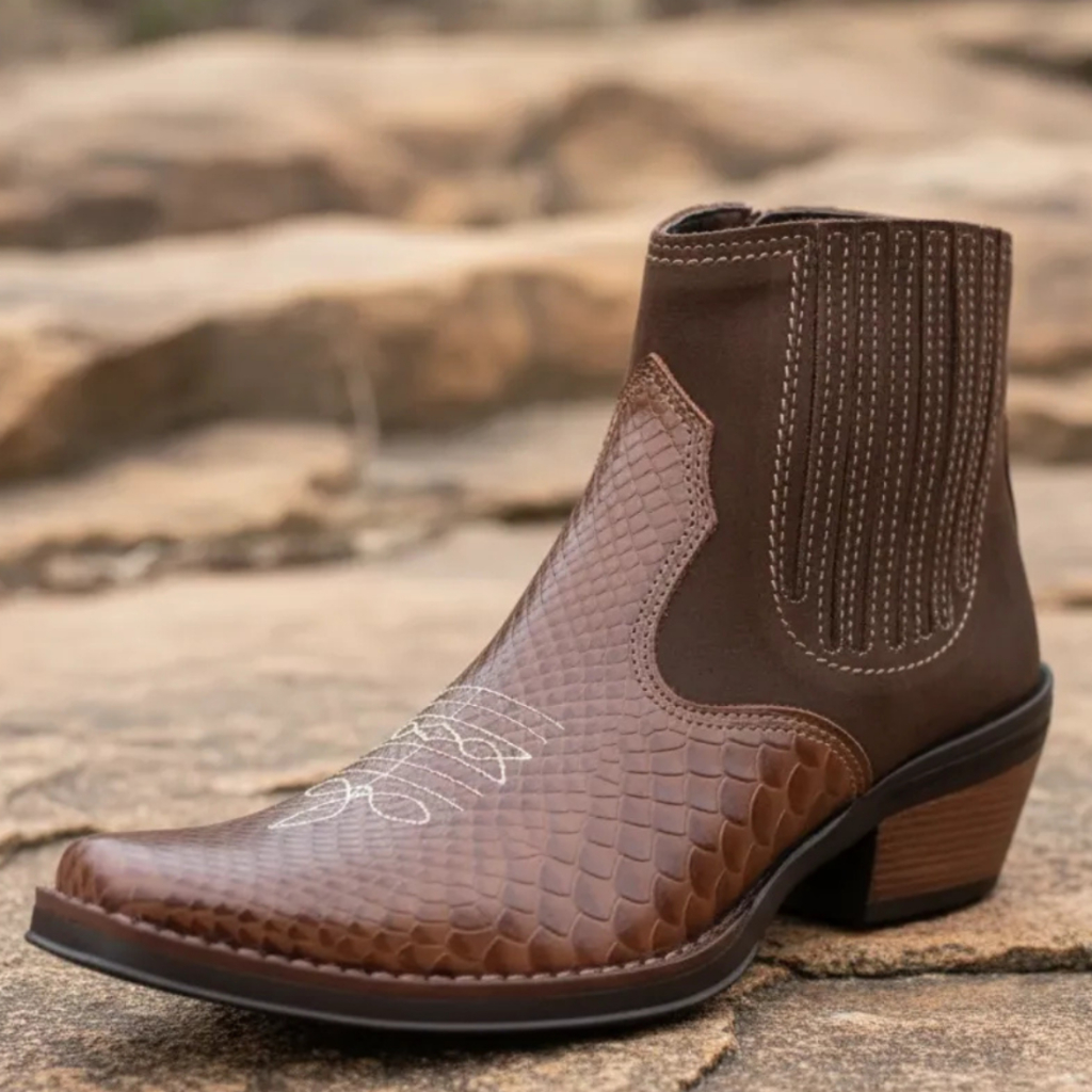 Bota Country Masculina Couro Legitimo Botina Solado Costurado Salto Carrapeta Botinha Cavalgada Rodeio Texana 3331