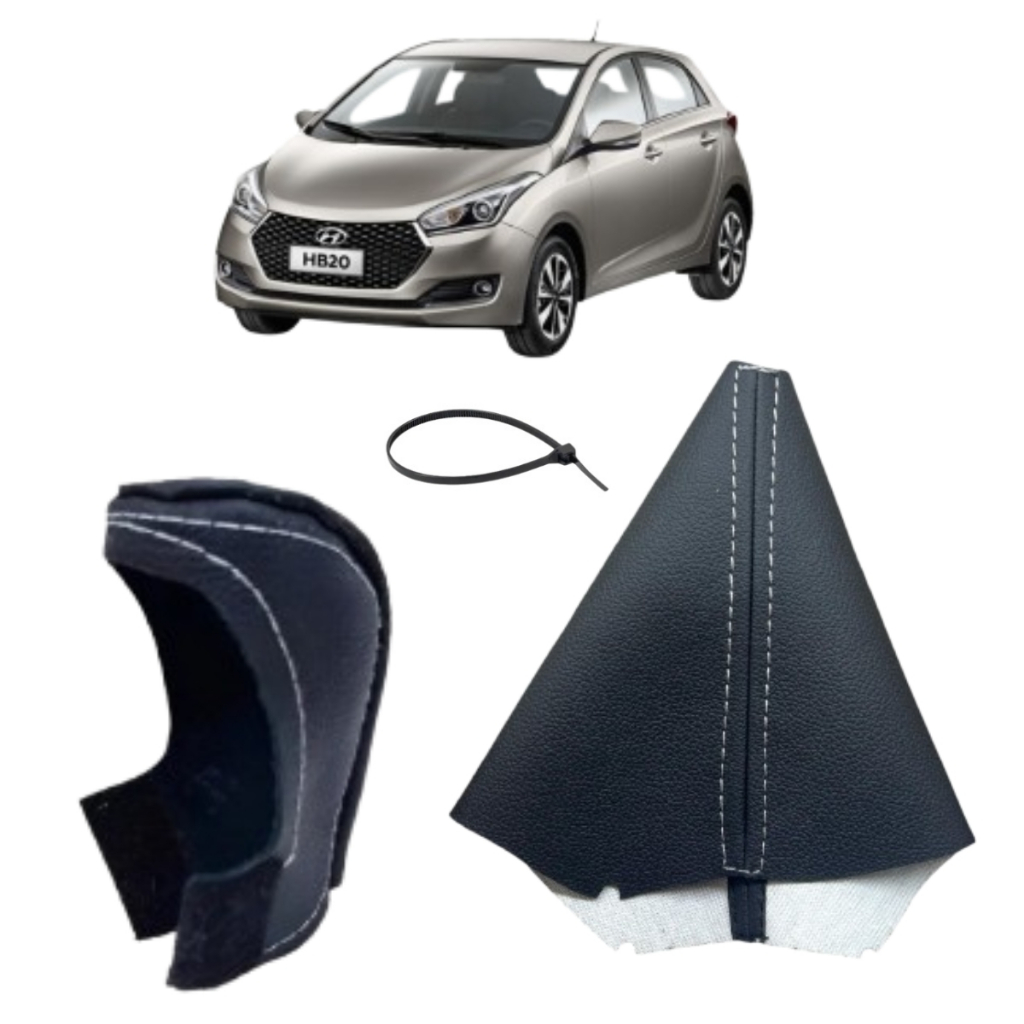 Revestimento Manopla e Coifa Courvin Câmbio Automático Hyundai Hb20 Sense 2016 2017 2018 2019