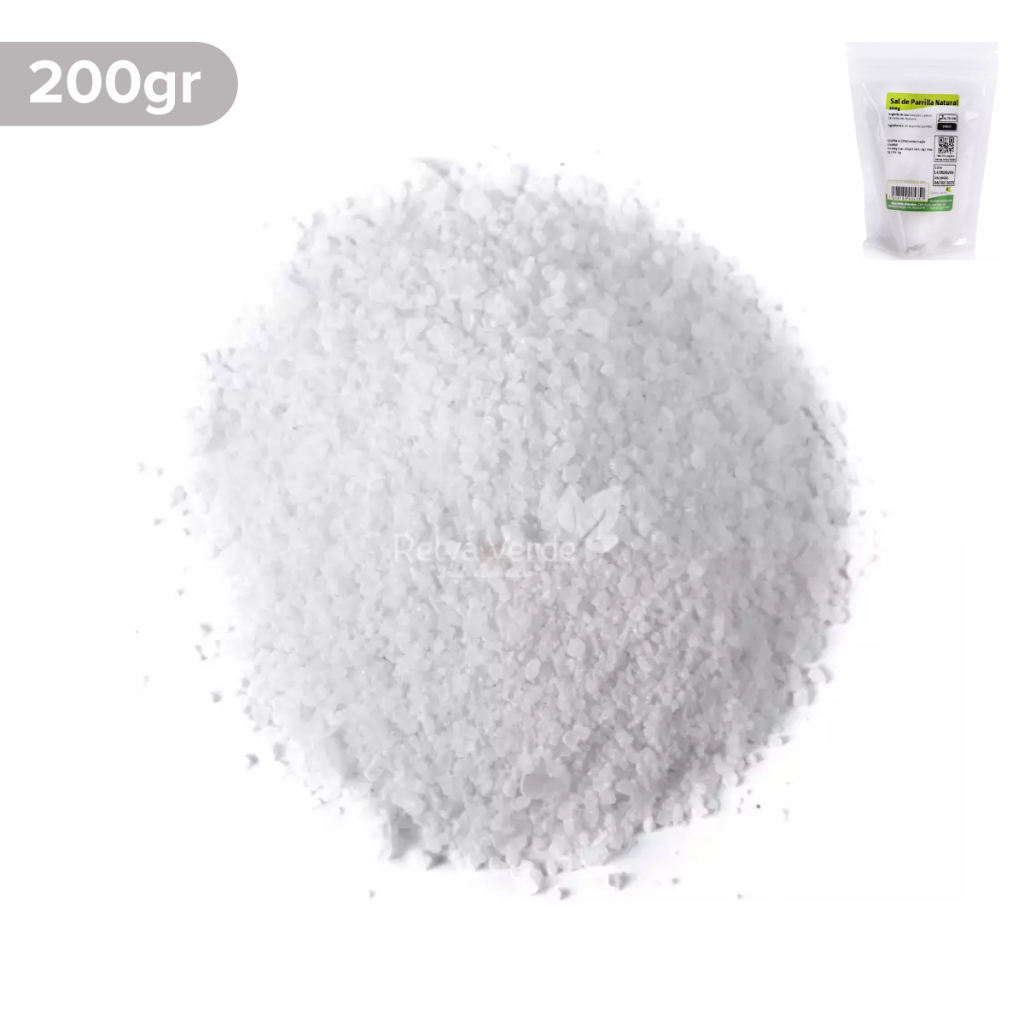 Sal de Parrilla Relva Verde 200g Natural para Churrasco Parrilha Grelhados Legumes e Receitas