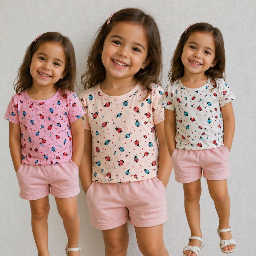 Pijama Infantil Estampa Sortida Kids Menina Menino Criança CAMISETA Estampado Verão tam 6 Manga Curta Calor Roupa Dormir