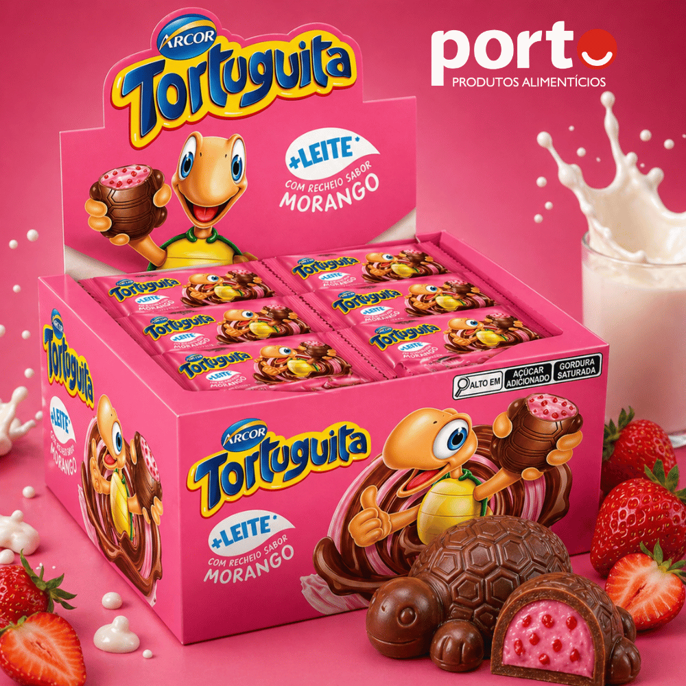 Chocolate Tortuguita Morango 24 Unidades 15,5g - Arcor