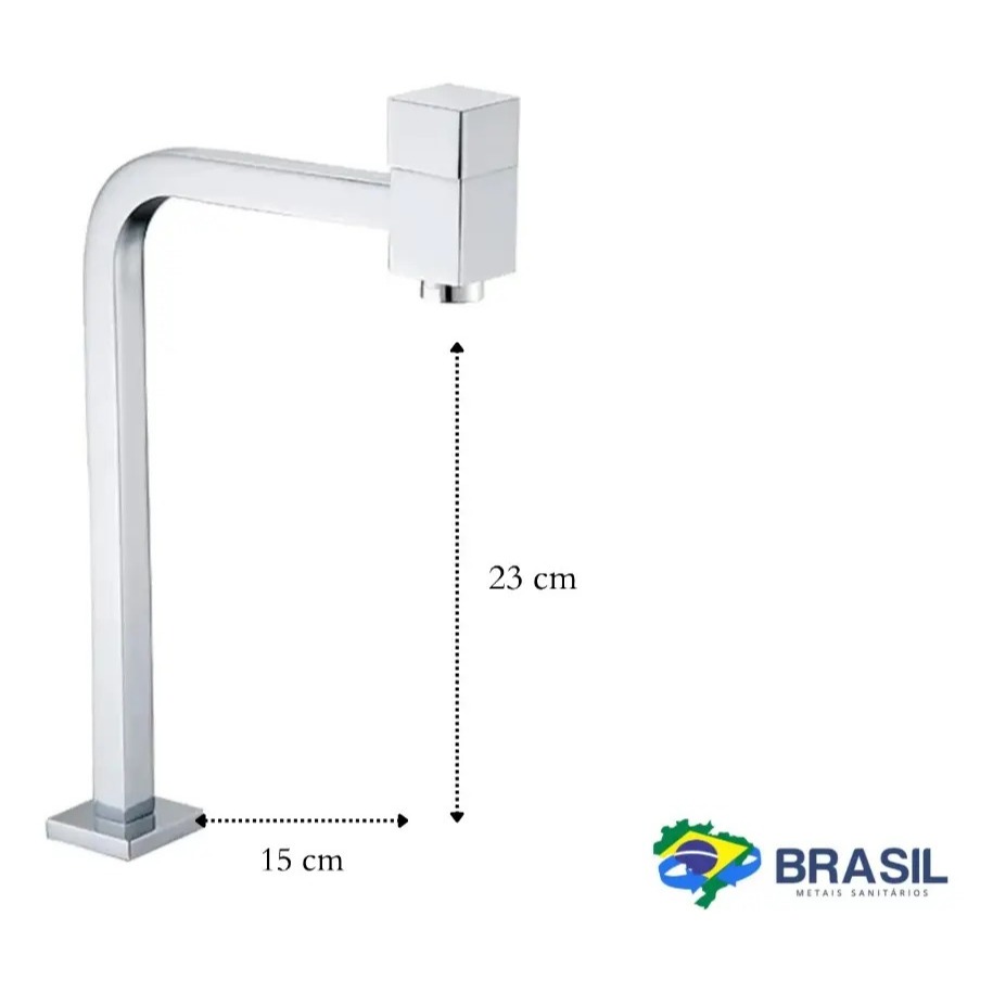 Torneira Banheiro Luxo 4050 Quadrada Cromada Moderna 1/4 Volta Bancada — imagem 2 de 2