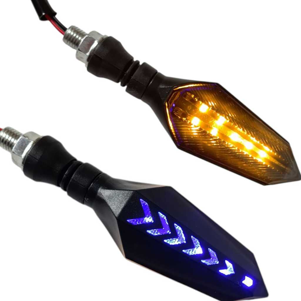Par Pisca Sequencial Universal Bros 150 160 Xre 300 Cbx Twister 250 Ybr 125 Yes 125 Arrow Azul — imagem 2 de 2