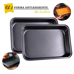 KIT2 Formas Retangular Antiaderente 32x22cm Bolo Lasanheira