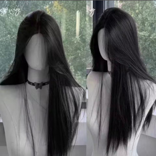 Peruca longa Preta lisa sem franja fibra bio organica Premium parecida com cabelo natural 70cm de comprimento