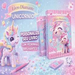Livro Pintura Diamante Unicórnio DIY Personalize Com Pedrinhas Brilhantes Kit Arte Infantil Fofo