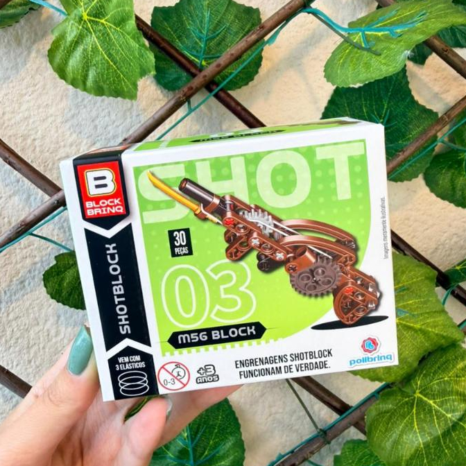 Blocos de Montar Shot Block – Lança Elástico Estilingue Brinquedo de Lançar Bricks Modelo Marrom