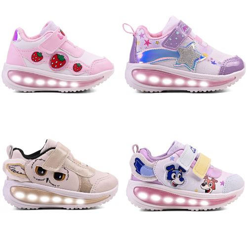 Tenis menina LED luzinha brilha ao pisar brilho, gliter, colorido, fofo e confortável sem cadarço