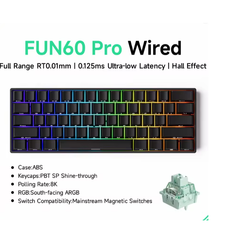 Teclado Mecânico Akko MonsGeek FUN60 Pro HE RGB 8K Hz Magnético 60% Gatilho Rápido