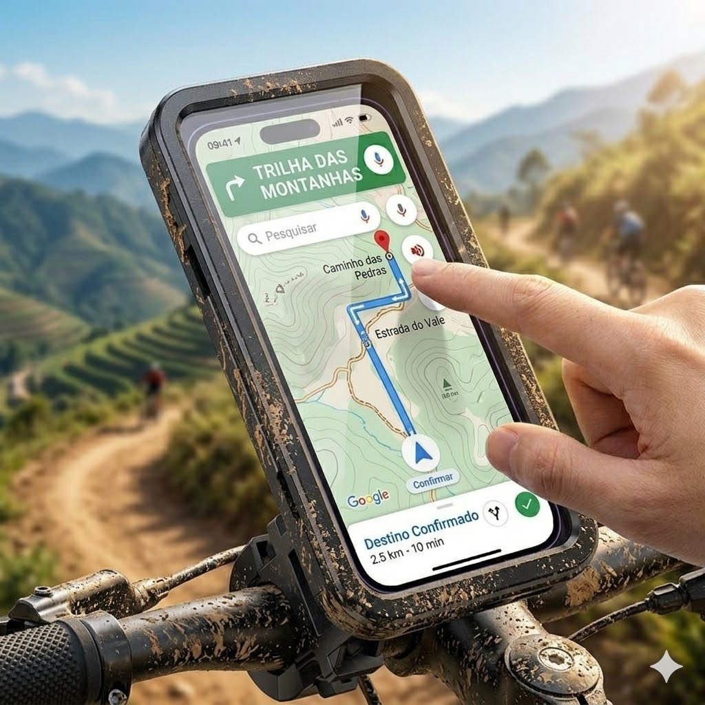 Suporte de Celular à Prova d'Água para Guidão de Bicicleta e Motocicleta, Compatível com Todos os Celulares