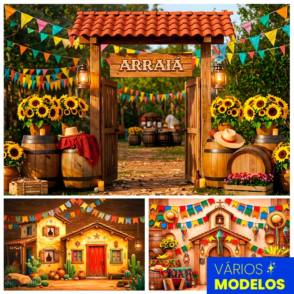 Fundo Fotográfico Festa Junina Arraiá Em Tecido 3d Painel Para Fotos 1,5x2,2 Mt