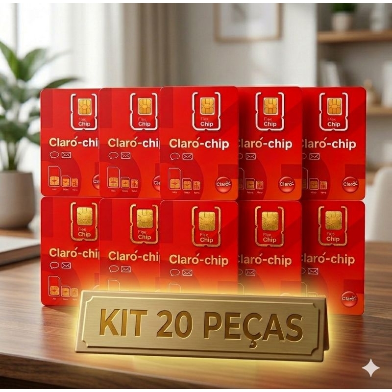 Chip Claro Pré  kit 20 peças sem recarga