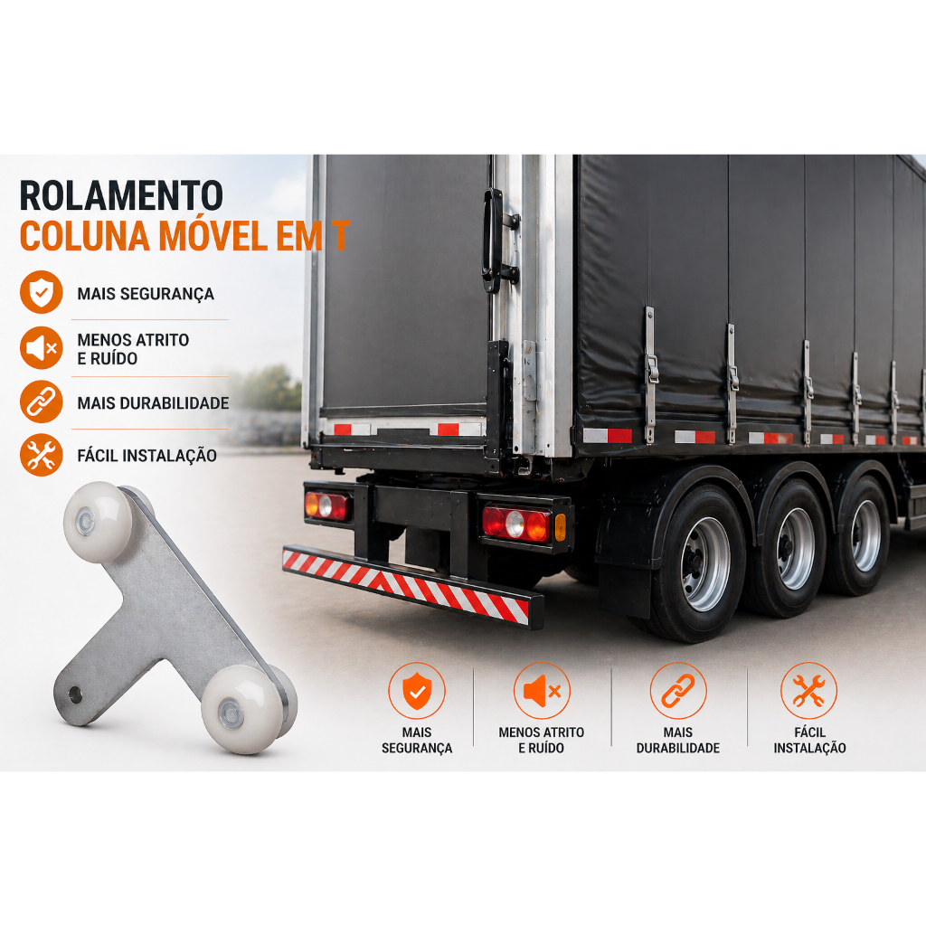 5 a 10 Peças Rodízio Roldana Rolamento Coluna Móvel Dupla Em T Caminhão Facchini Lona Carroceria