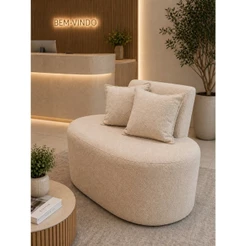 Sofá Compacto Moderno Orgânico 1 Metro Tecido Boucle Para Closet Visammer