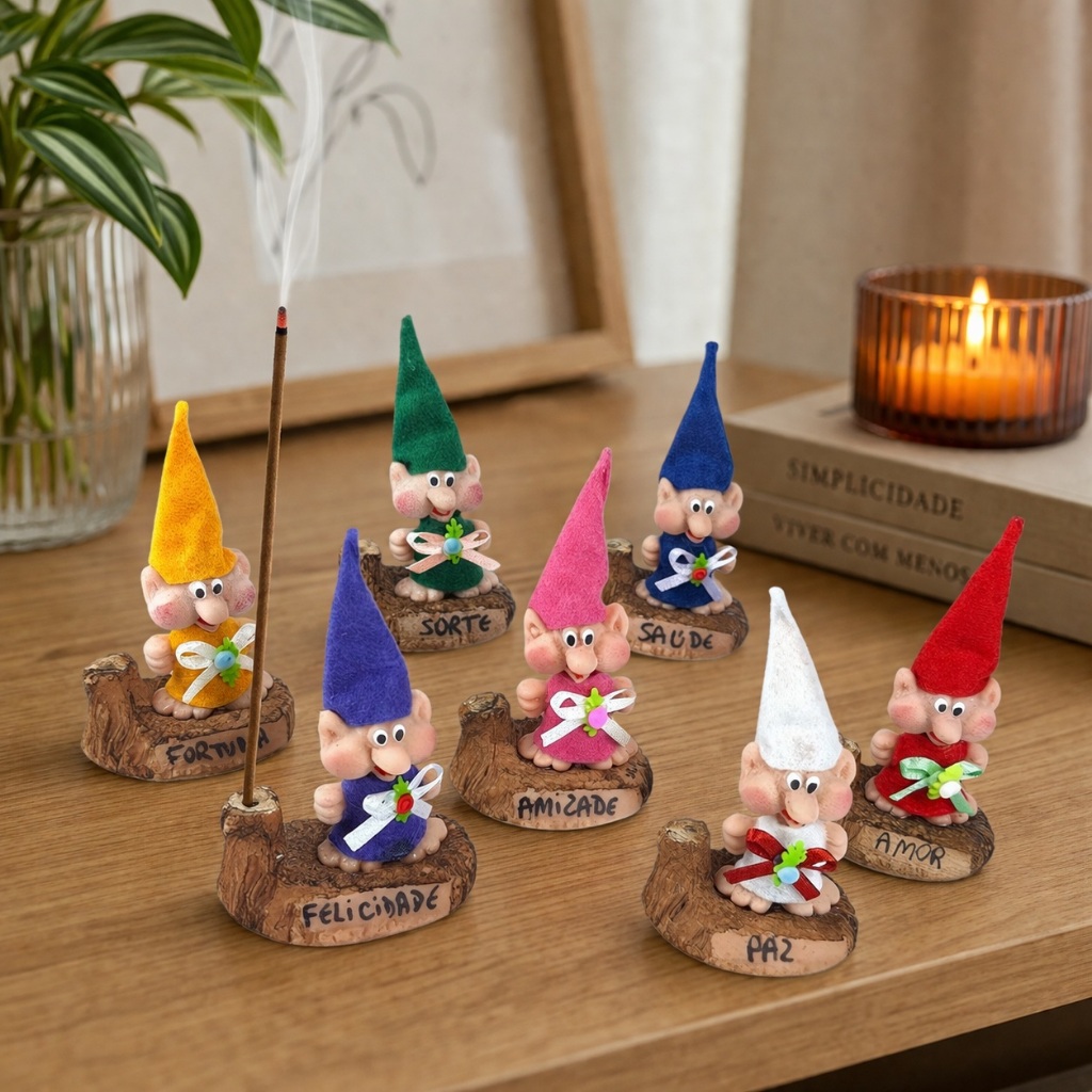 Duende Porta Incenso Resina Decorativo Zen Aromatizador Ambiente Espiritual Feng Shui Sorte Amor Paz