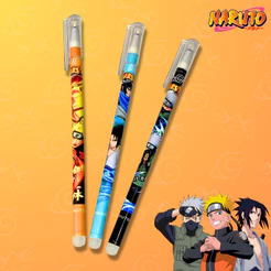 Caneta de Gel Apagável Naruto - 0.5mm - Tinta Azul - Naruto, Sasuke, Kakashi