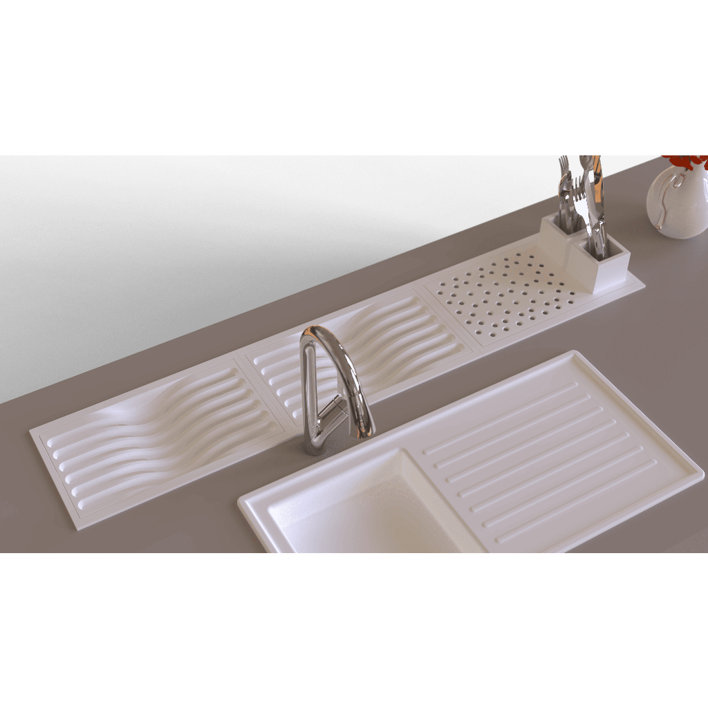 KIT Calha úmida Escorredor de Louça Bancada P/Embutir Kit Calha ùmida Copos/Talheres