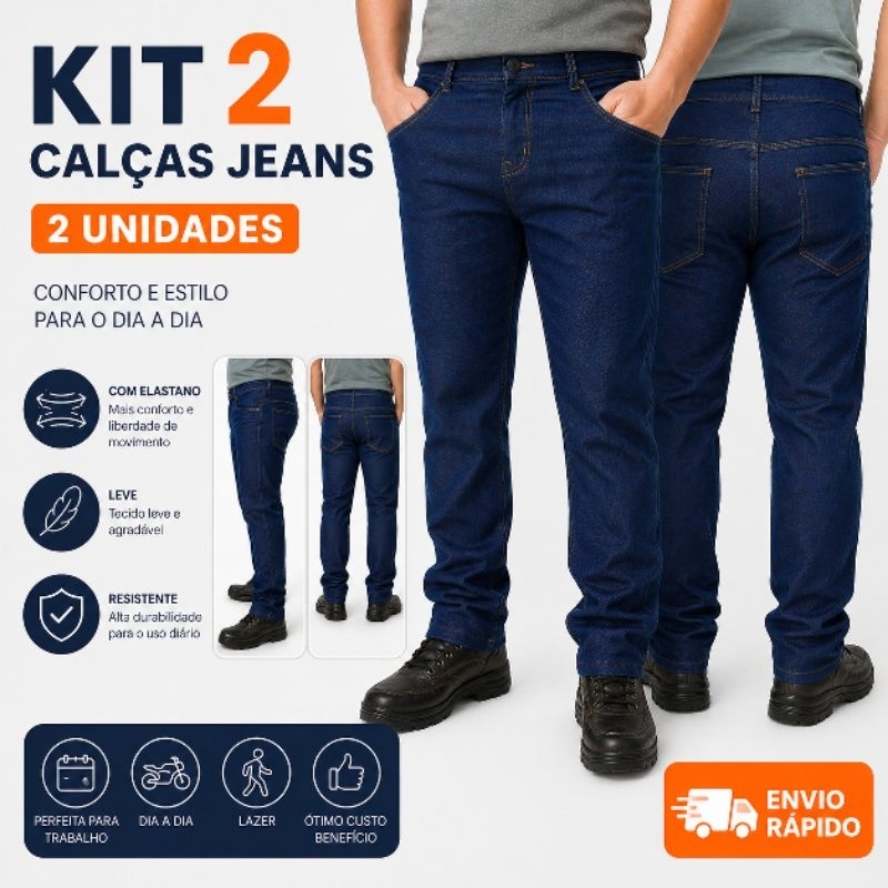 KIT COM 2 CALÇAS  LEVES DEFEITOS JEANS MASCULINA