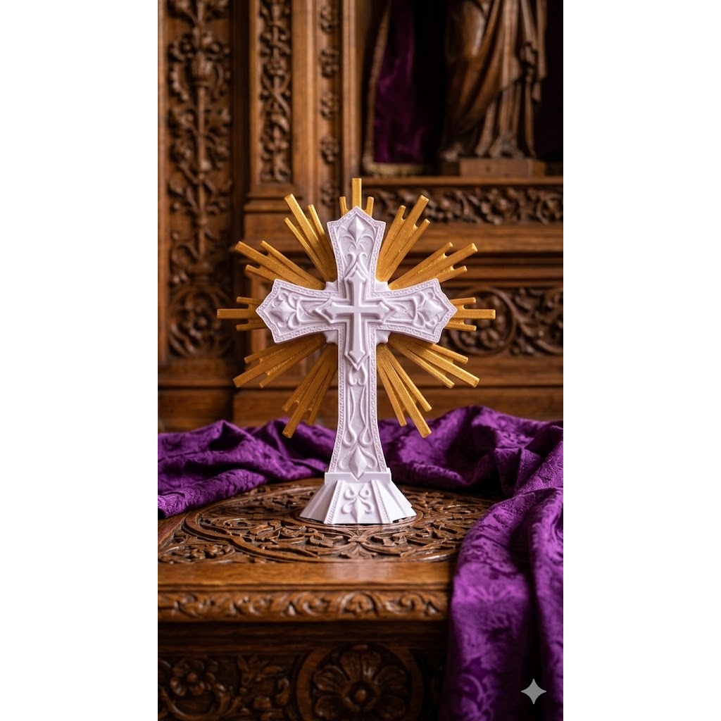 Cruz Sagrada com Resplendor  - Versões de Altar ou Parede - Espírito Santo- Imagem sacra