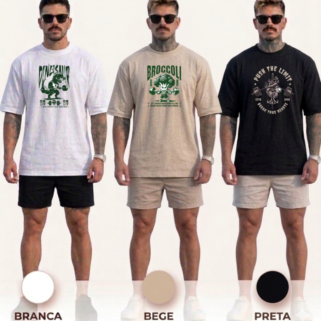 Kit 3 Camiseta Masculina Academia Gym Meme Musculação Tecido Premium Confortável Streetwear