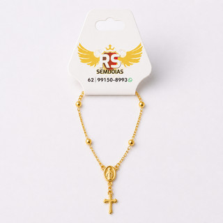 Pulseira Infantil Religiosa Nossa Senhora Delicada Feminina Semi-Joia Folheado Presente