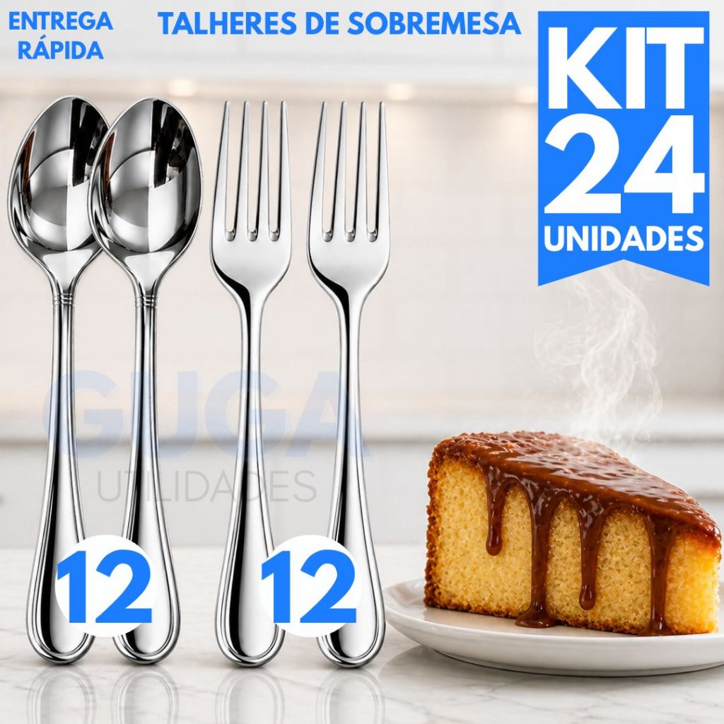 Jogo 12/24/36/48/72 Talheres  Peças Aço Inox - Garfos De Mesa e  Colheres Mesa Sobremesa