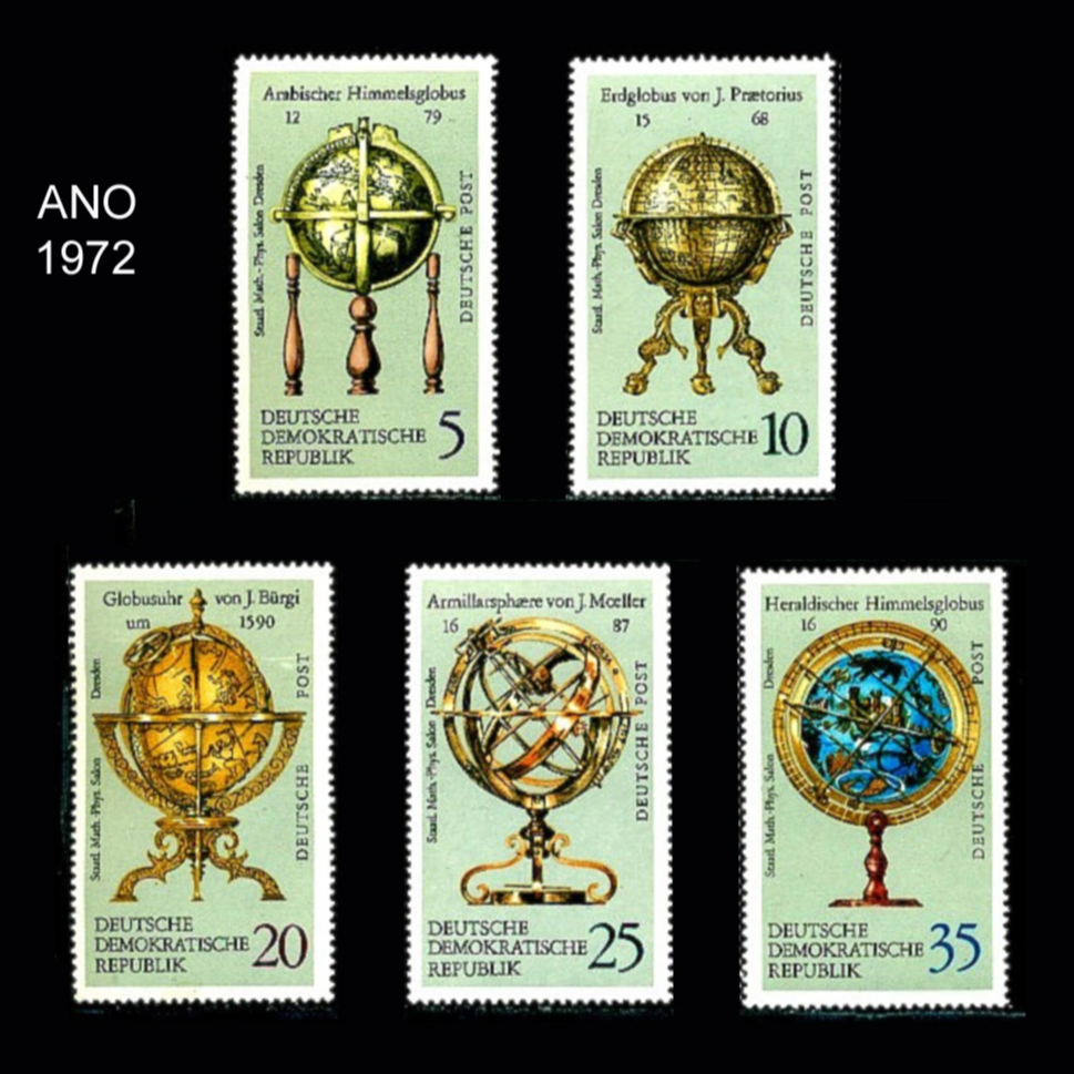Coleção de Selos, Alemanha DDR Série Antigos Instrumentos de Astronomia