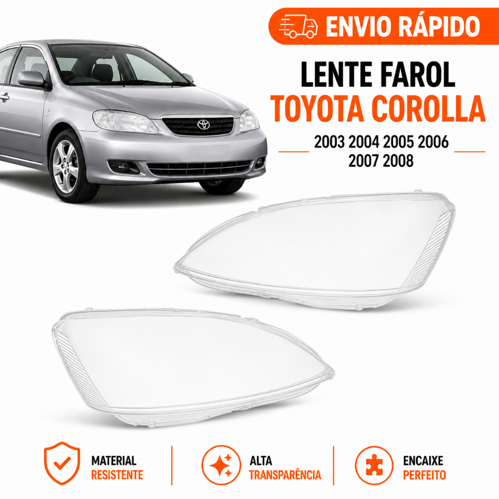 Lente Farol Toyota Corolla 2003 2004 2005 2006 2007 2008