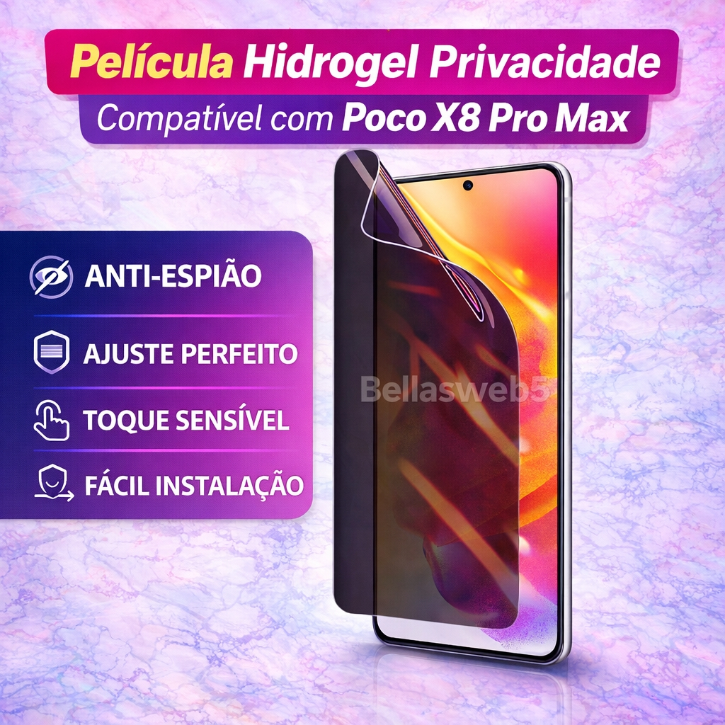 Película Hidrogel Privacidade para Poco X8Pro/Poco X8 Pro Max – Proteção Anti‑Espião.