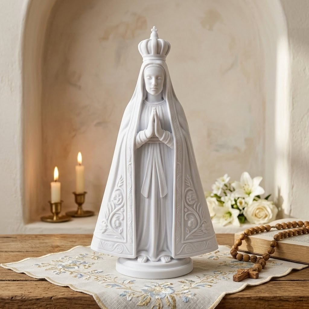 Imagem Nossa Senhora Decorativa Branca – Estátua Religiosa Católica de Mesa | Decoração Cristã, Presente Religioso