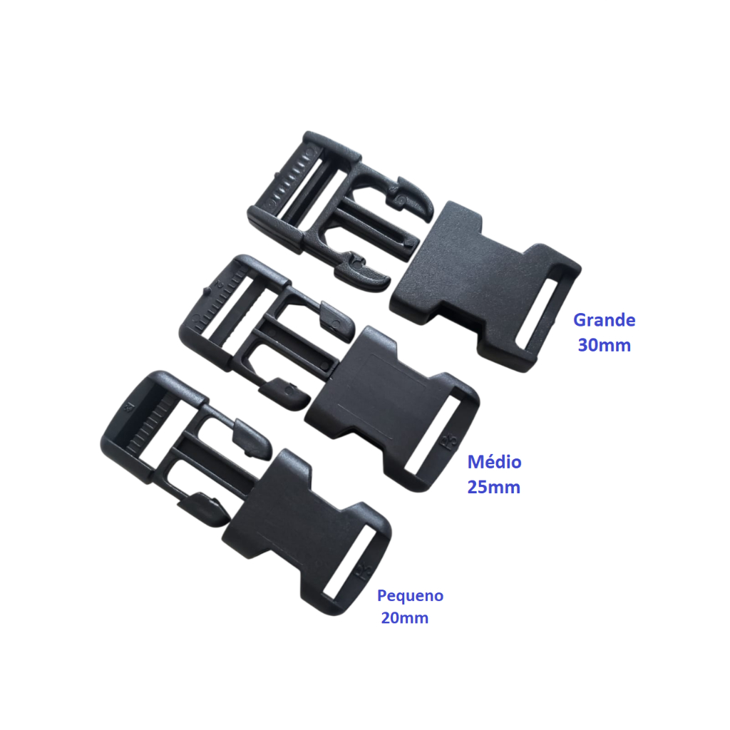 Kit 50 Fecho Engate Rápido Plástico Para Mochilas Bolsas Coleiras – 20mm 25mm 30mm