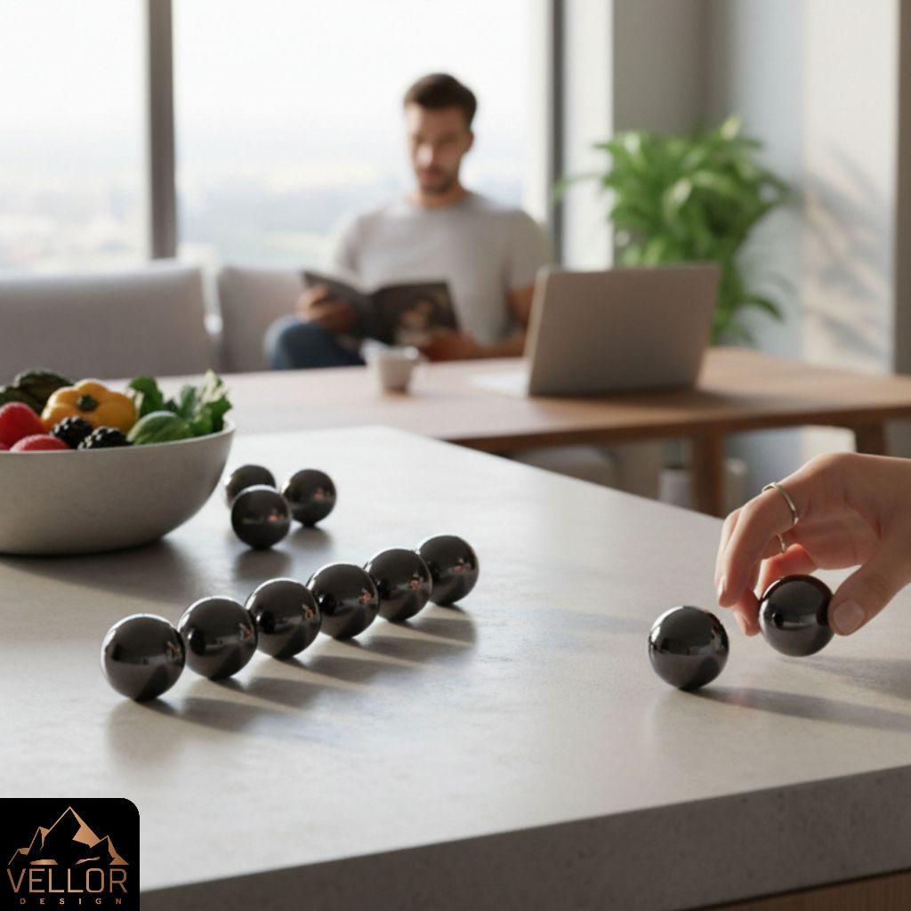 Pedra Hematita Magnética Esfera 25mm Natural Imã Energético Decoração (Par)