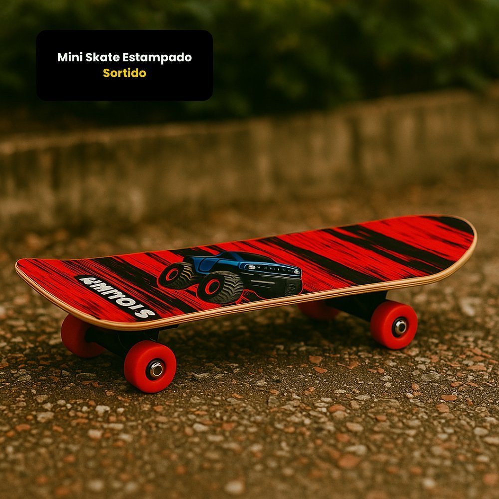 Skate Infantil Estampado Sortido 4 Rodas Resistente Até 50kg Ideal para Iniciantes