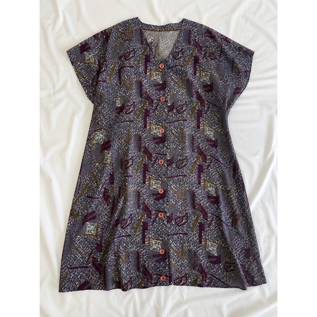 Vestido brechó vintage 90s chiffon estampado soltinho feminino tamanho grande elegante com amarração