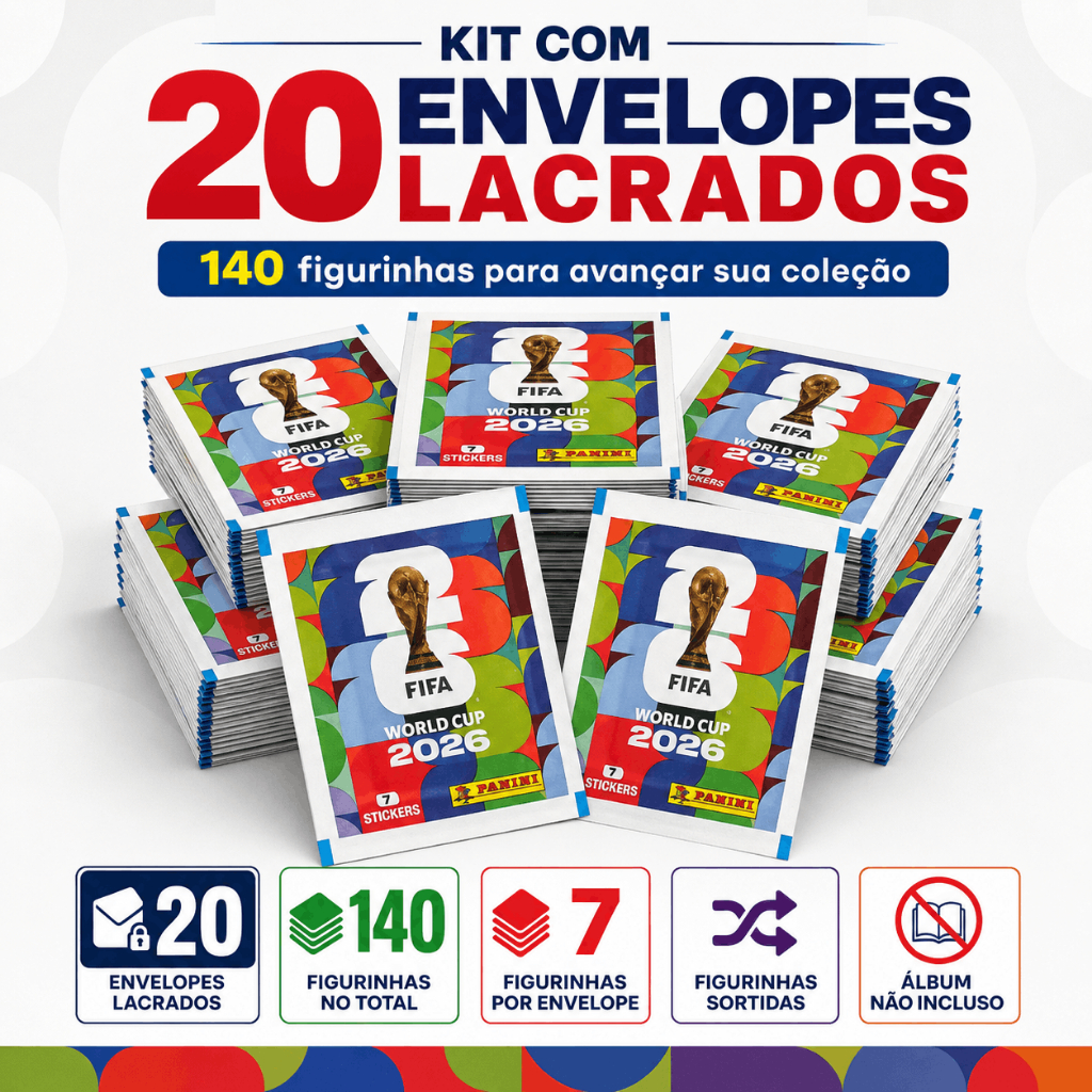Kit 140 Figurinhas Copa Do Mundo Fifa 2026 Original Panini 20 Pacotes Envelopes Lacrados