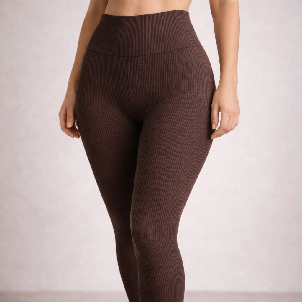 Legging Fitness Canelada Poliamida Cintura Alta Zero Transparência Academia