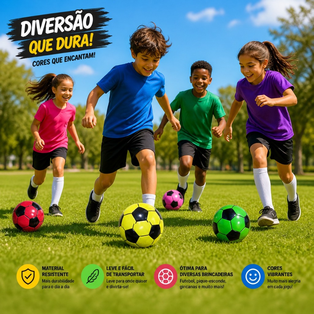 Bola Leve Vinil Inflável Infantil Bola Futebol Colorida Volley