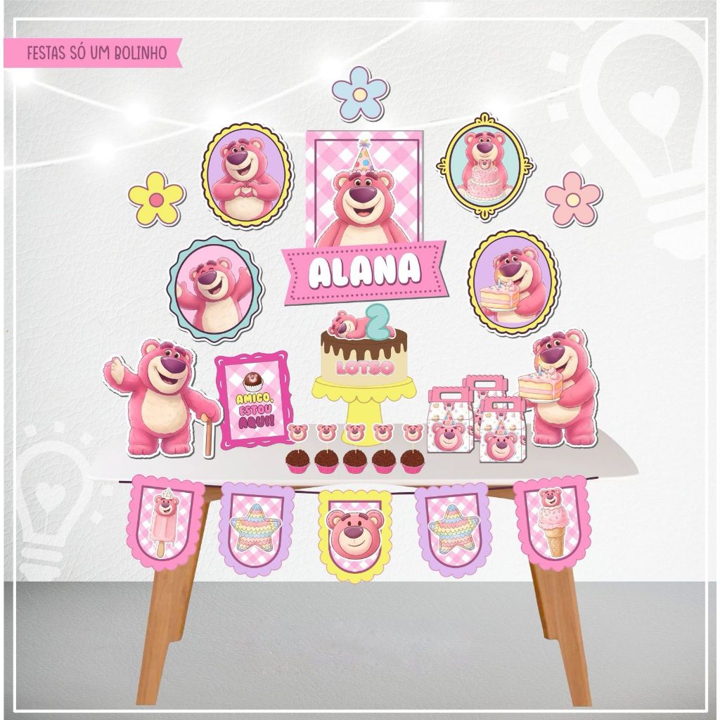 Kit Festa Lotso Personalizado Só um Bolinho Mesversário Aniversário Lembrancinha Casa Escola