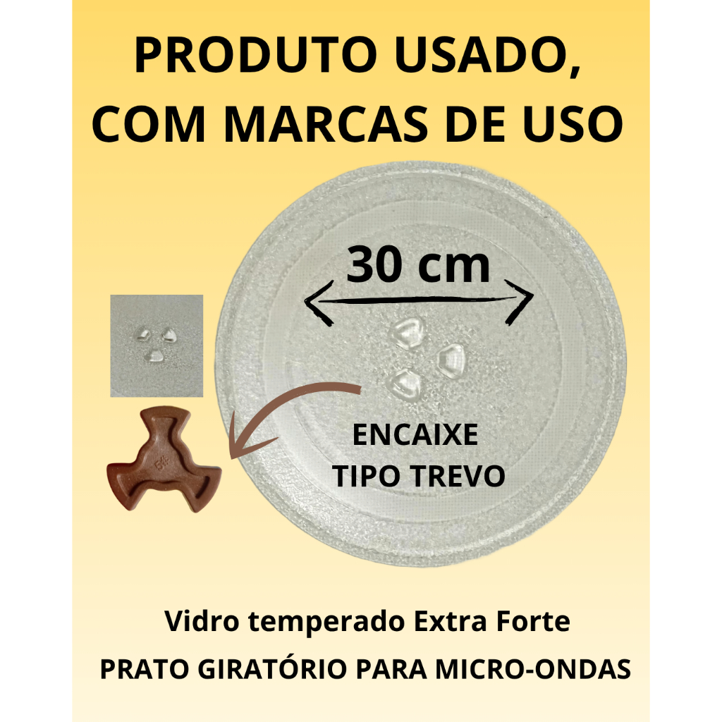 Detalhes do Prato para microondas - Vidro temperado e resistente - 30 cm - 31cm  - 32 cm - 34 cm - 36 cm