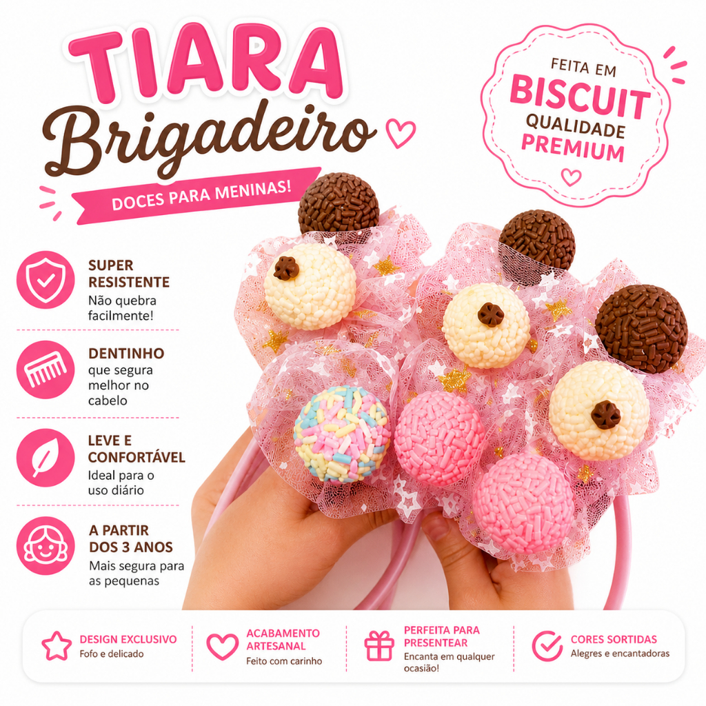 Tiara Brigadeiro Doces para meninas ou adulto| Tiara brigadeiro fake biscuit  infantil para meninas tema doceria