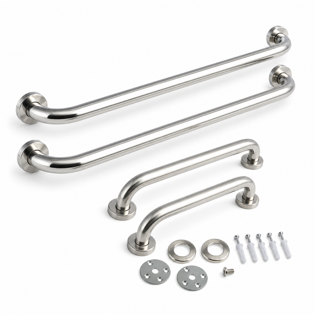 Kit 4 Barras de Apoio Lorben em Inox para Banheiro Vaso Sanitário 40 e 60cm Deficiente Idoso