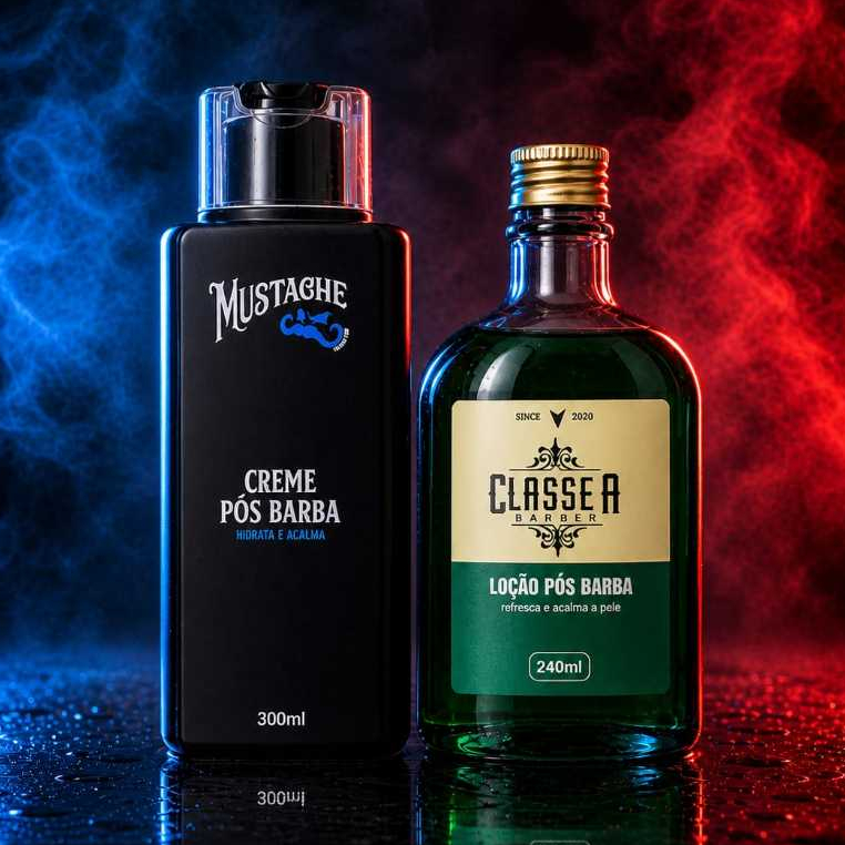 Creme Pós Barba 300ml Mustache + Loção verde 240ml Classe A